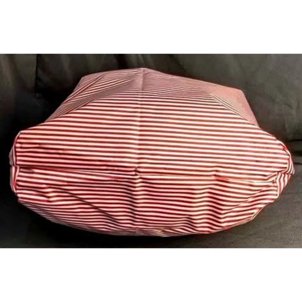 NWOT~Lancome Nautical Red/White Striped Hobo Tote Bag~Summer Beach ~ Zip Closure